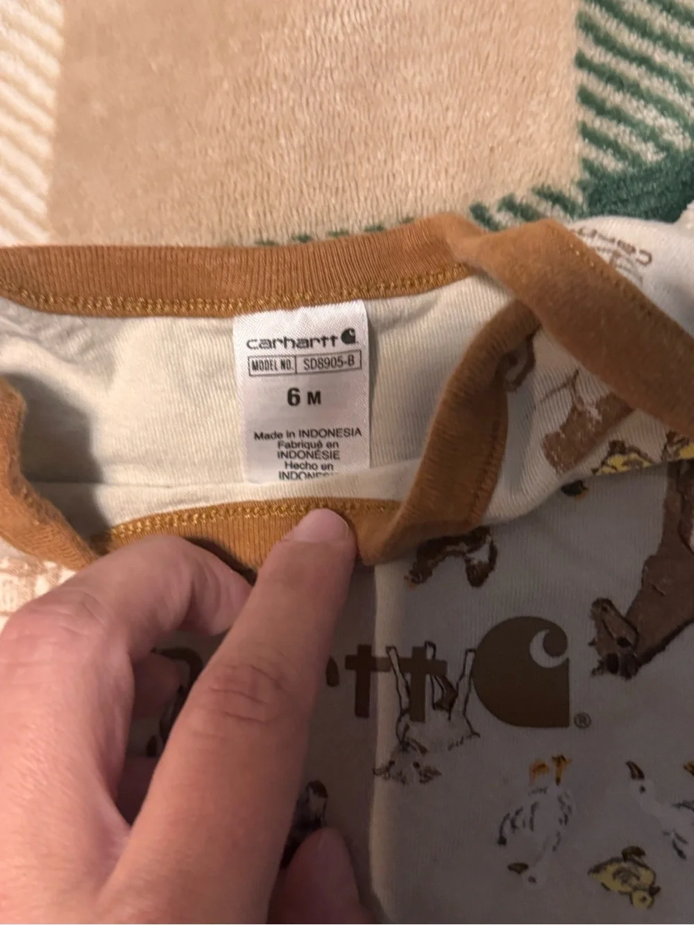 Carhartt Beige & Brown Farm Animal Print One-Piece Bodysuit